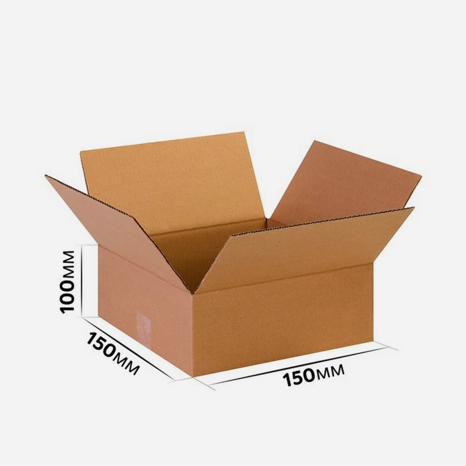 Коробка картонная 150x150x100 мм гофрокартон Т23, Бурый