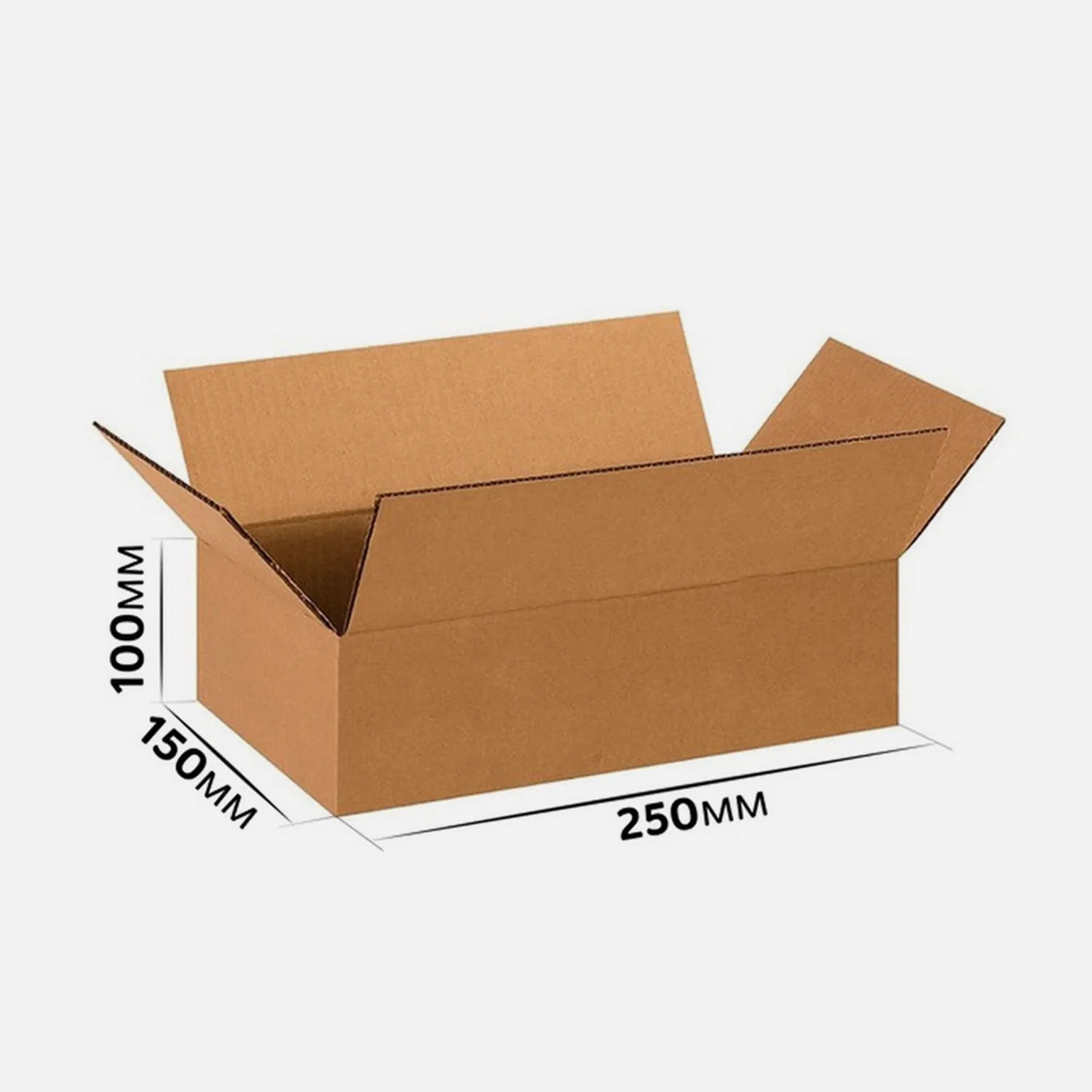 Коробка картонная 250x150x100 мм гофрокартон Т22, Бурый