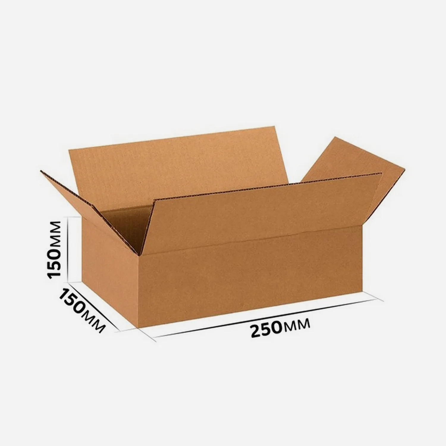 Коробка картонная 250x250x100 мм гофрокартон Т22, Бурый
